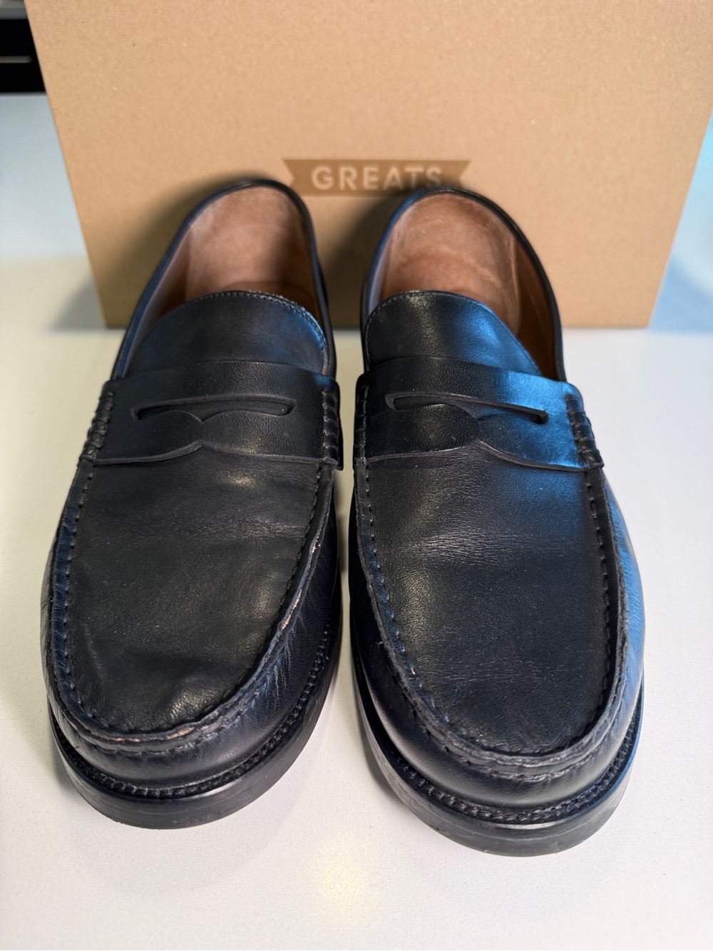 GREATS - Black Leather Penny Loafers in Men’s Size 12 - Picture 4 of 15